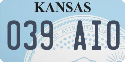 KS license plate 039AIO