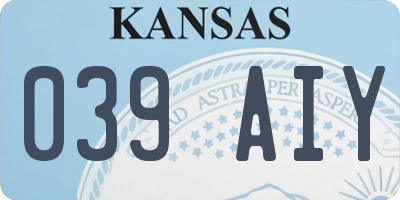 KS license plate 039AIY