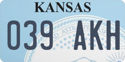 KS license plate 039AKH