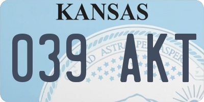 KS license plate 039AKT