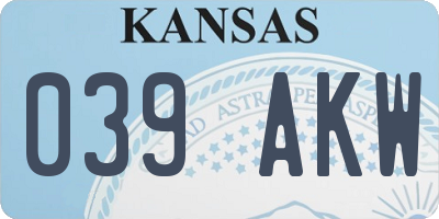 KS license plate 039AKW