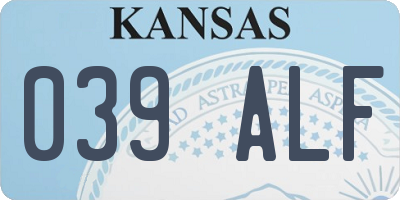 KS license plate 039ALF