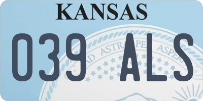 KS license plate 039ALS