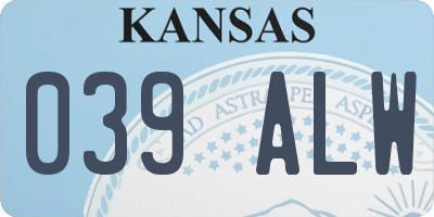 KS license plate 039ALW
