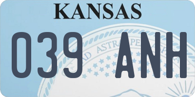 KS license plate 039ANH