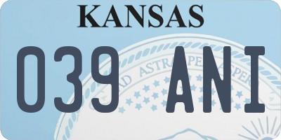 KS license plate 039ANI