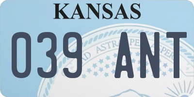 KS license plate 039ANT