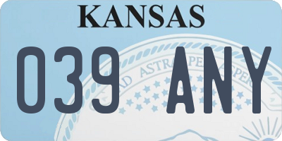 KS license plate 039ANY
