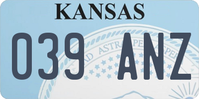 KS license plate 039ANZ