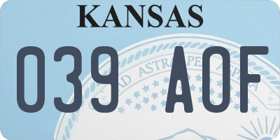 KS license plate 039AOF