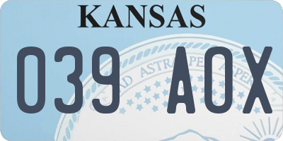 KS license plate 039AOX