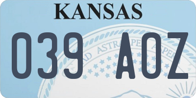KS license plate 039AOZ