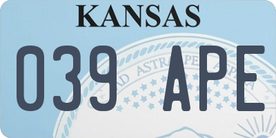 KS license plate 039APE