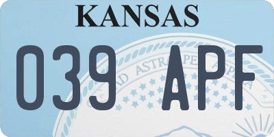 KS license plate 039APF