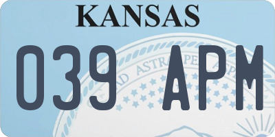 KS license plate 039APM