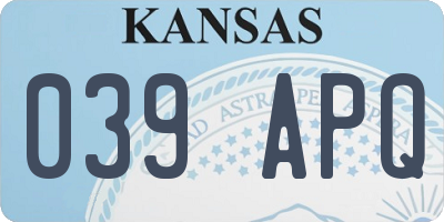 KS license plate 039APQ