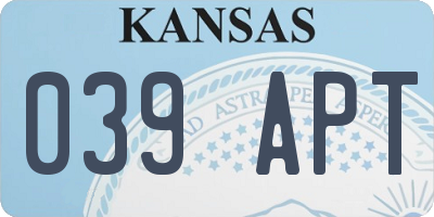 KS license plate 039APT