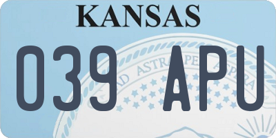 KS license plate 039APU