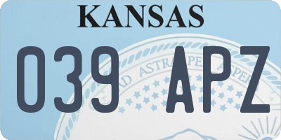 KS license plate 039APZ