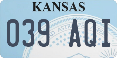 KS license plate 039AQI