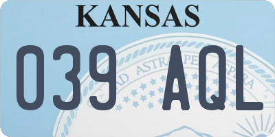 KS license plate 039AQL