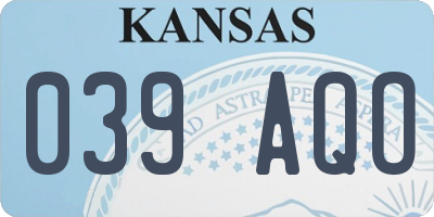 KS license plate 039AQO