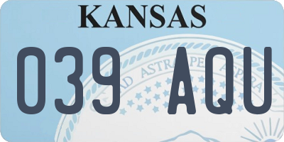 KS license plate 039AQU