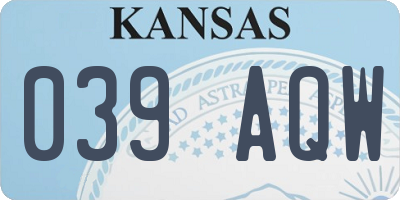 KS license plate 039AQW