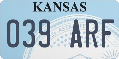 KS license plate 039ARF