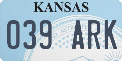 KS license plate 039ARK