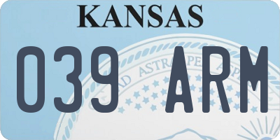 KS license plate 039ARM