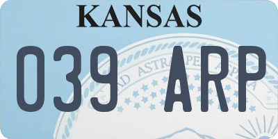 KS license plate 039ARP