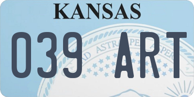 KS license plate 039ART