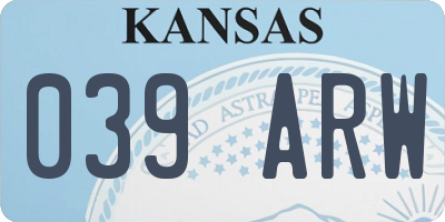 KS license plate 039ARW