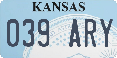 KS license plate 039ARY