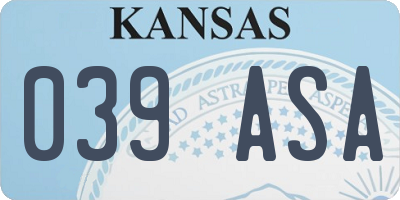 KS license plate 039ASA