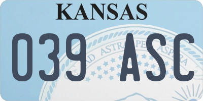 KS license plate 039ASC