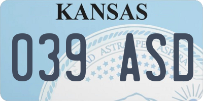 KS license plate 039ASD