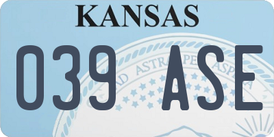KS license plate 039ASE