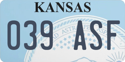 KS license plate 039ASF