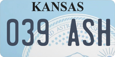 KS license plate 039ASH