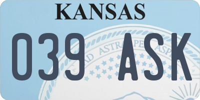 KS license plate 039ASK