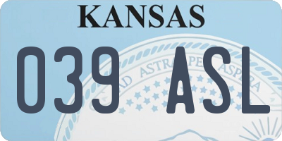 KS license plate 039ASL