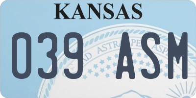 KS license plate 039ASM