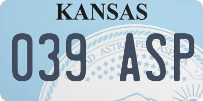 KS license plate 039ASP