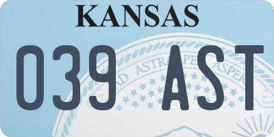 KS license plate 039AST
