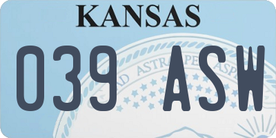 KS license plate 039ASW