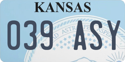 KS license plate 039ASY
