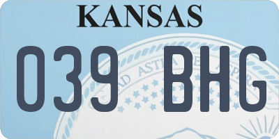 KS license plate 039BHG