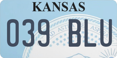 KS license plate 039BLU